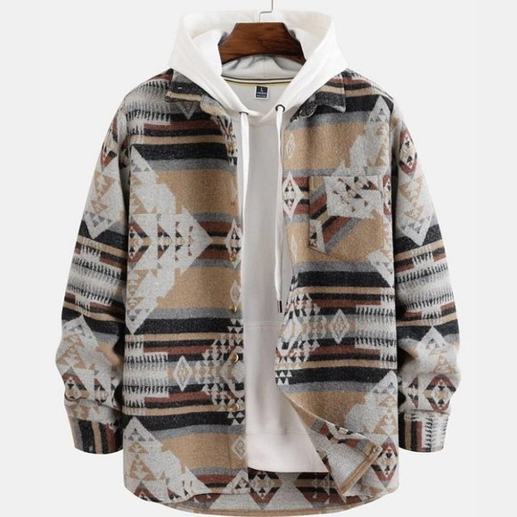 . Other - Tan Geo Print Mens Overcoat